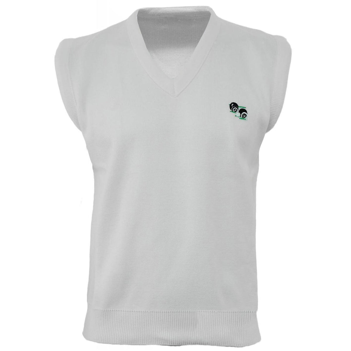 Adults Unisex Lawn Bowling V-Neck Knitted Sleeveless Jumper with Logo