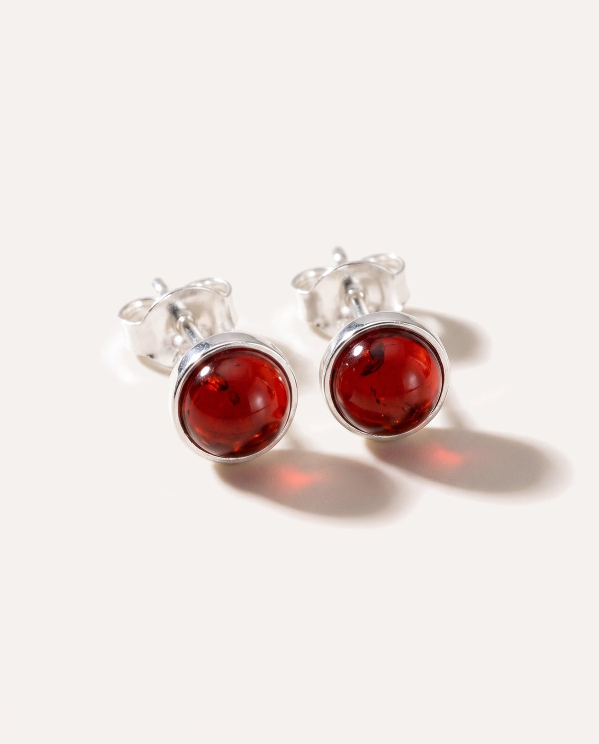ESSENTIALS Mini Cherry Red Amber Stud Earrings