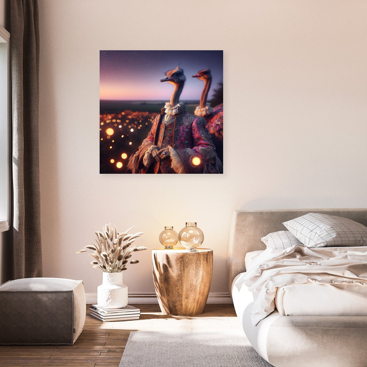 Regal Ostrich Dusk Romance Canvas