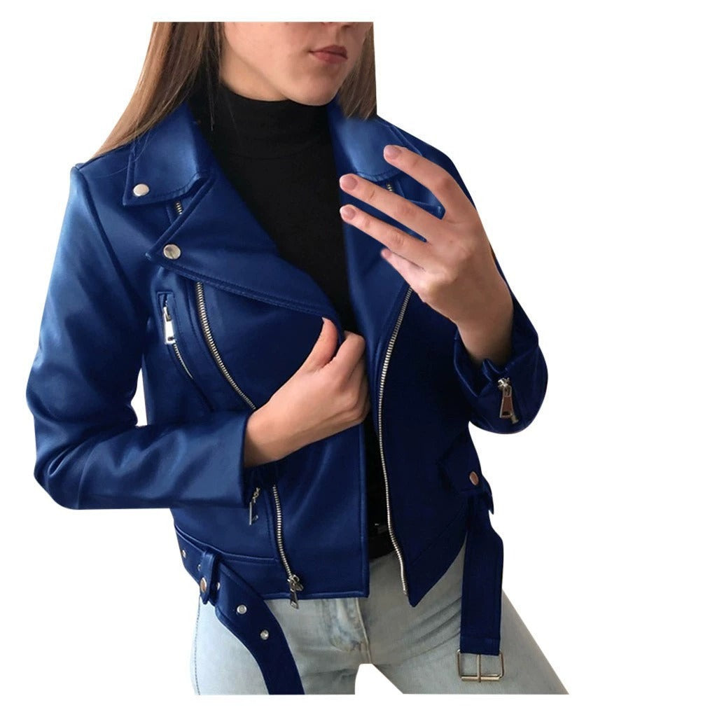 Women's Short Women's Leather Jacket Coat Jacket Pu