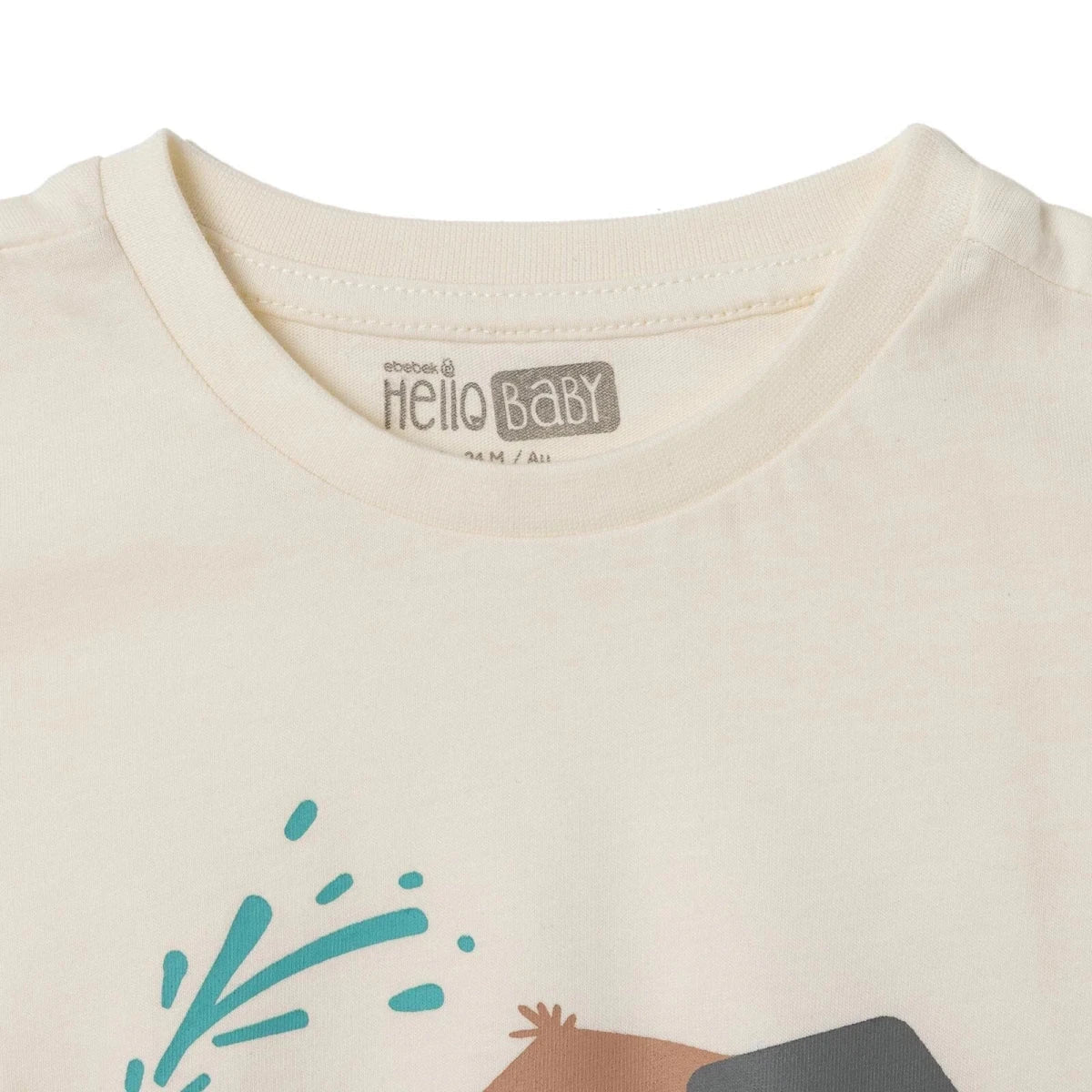 HelloBaby Short Sleeve Jersey Baby T-Shirt (3-6 Months to 3-4 Years) - Ecru