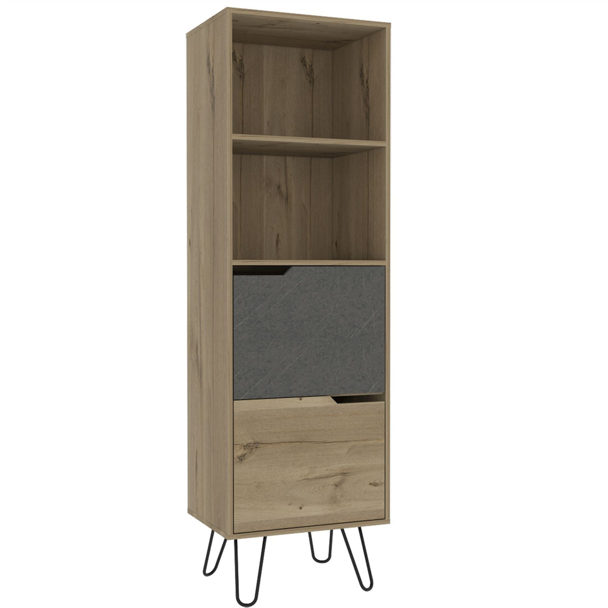 Manhattan Bleached Pine Tall Bookcase With 2 Doors
