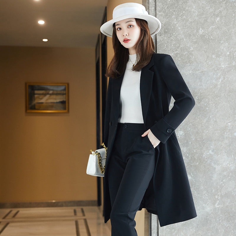 Long Sleeved Suit Jacket Women's Business Wear Long Trench Coat