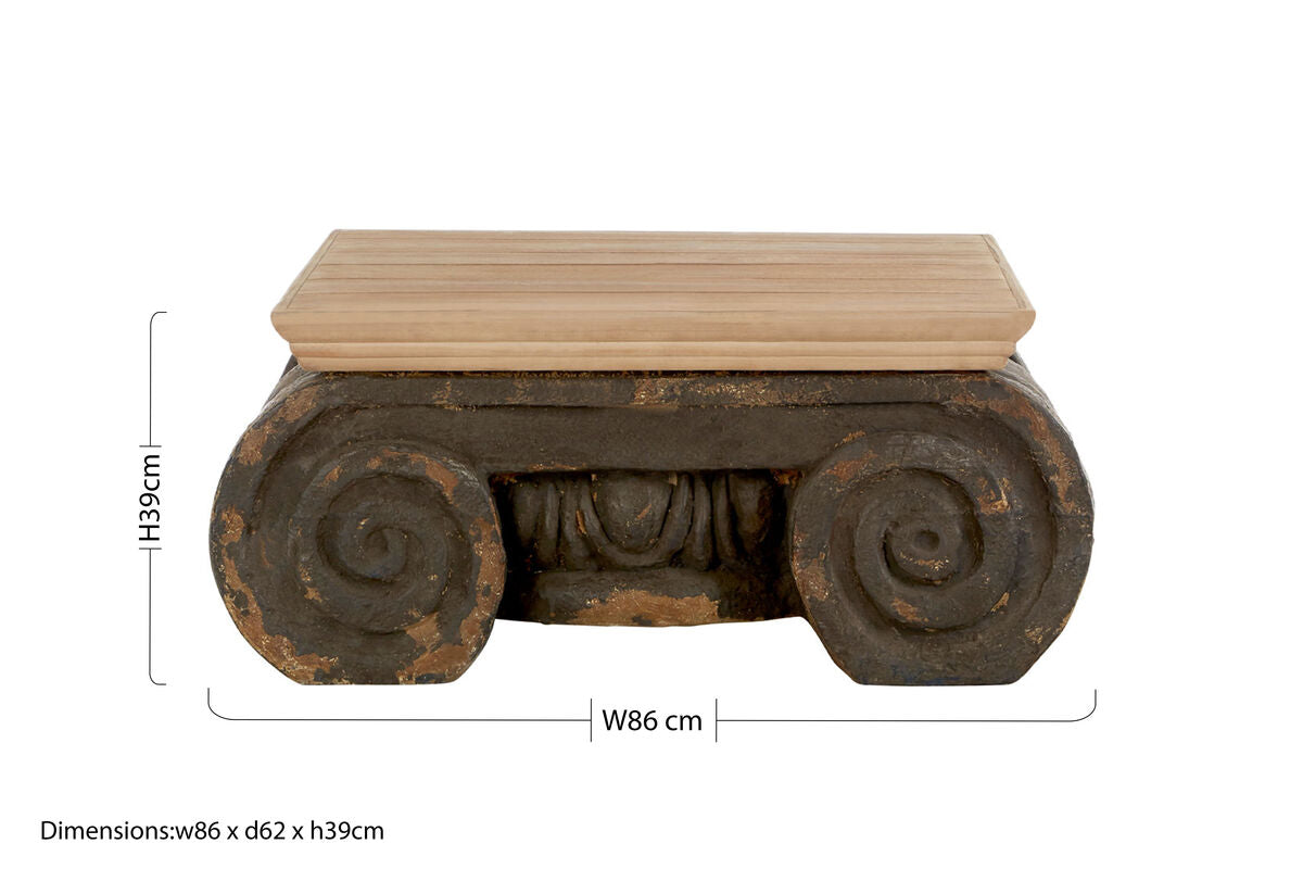 Pompeii Natural and Grey Ornate Coffee Table