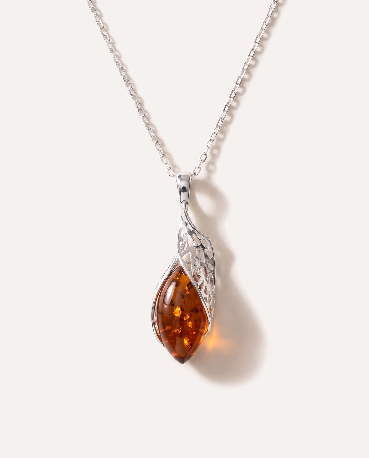Fancy Top Amber & Silver Pendant