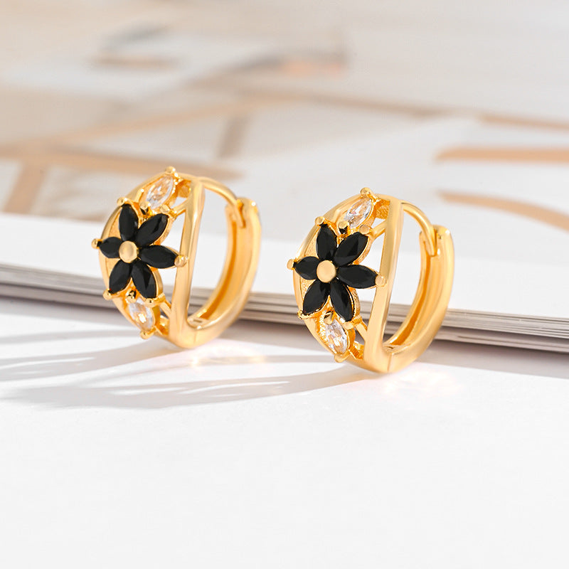 Fashion Multi-style Square Crystal Zircon Ornament Gold Plated Diamond Ear Ring