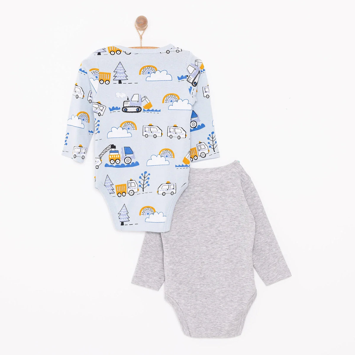 HelloBaby 2 Pack Car Print Long Sleeve Baby Bodysuits (3 Months to 3 Years)