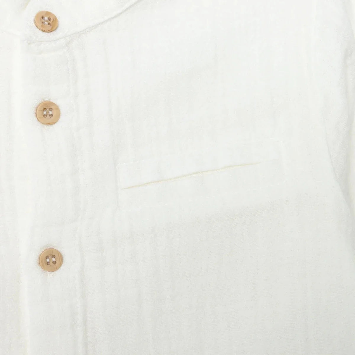 HelloBaby Grandad Collar Muslin Baby Shirt (6-9 Months to 4-5 Years) - Ecru