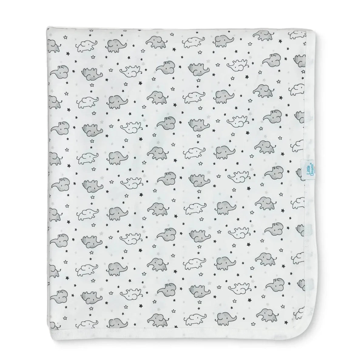 Little Dreams Elephant Print Jersey Baby Blanket (80 x 90 cm) - Ecru