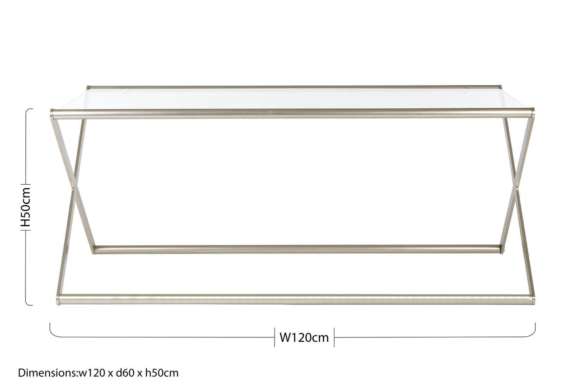 Roma Clear Glass and Nickel Finish Coffee Table