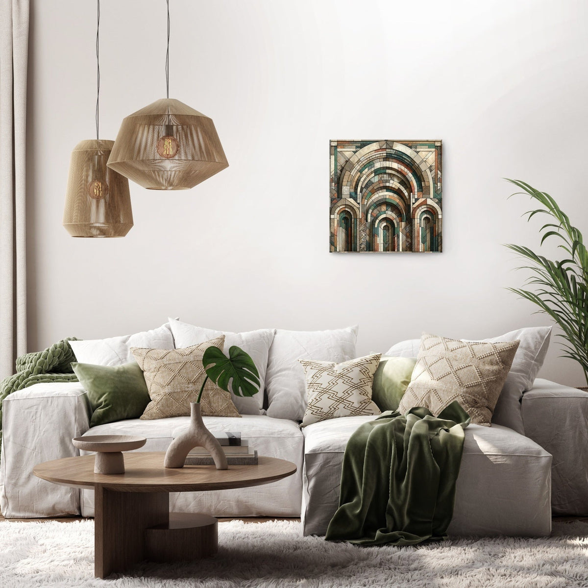 Geometric Harmony of Rustic Arches Canvas