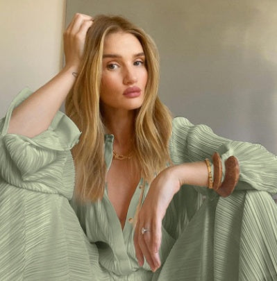 Lapel Pleated Shirt  Draped Add Trousers