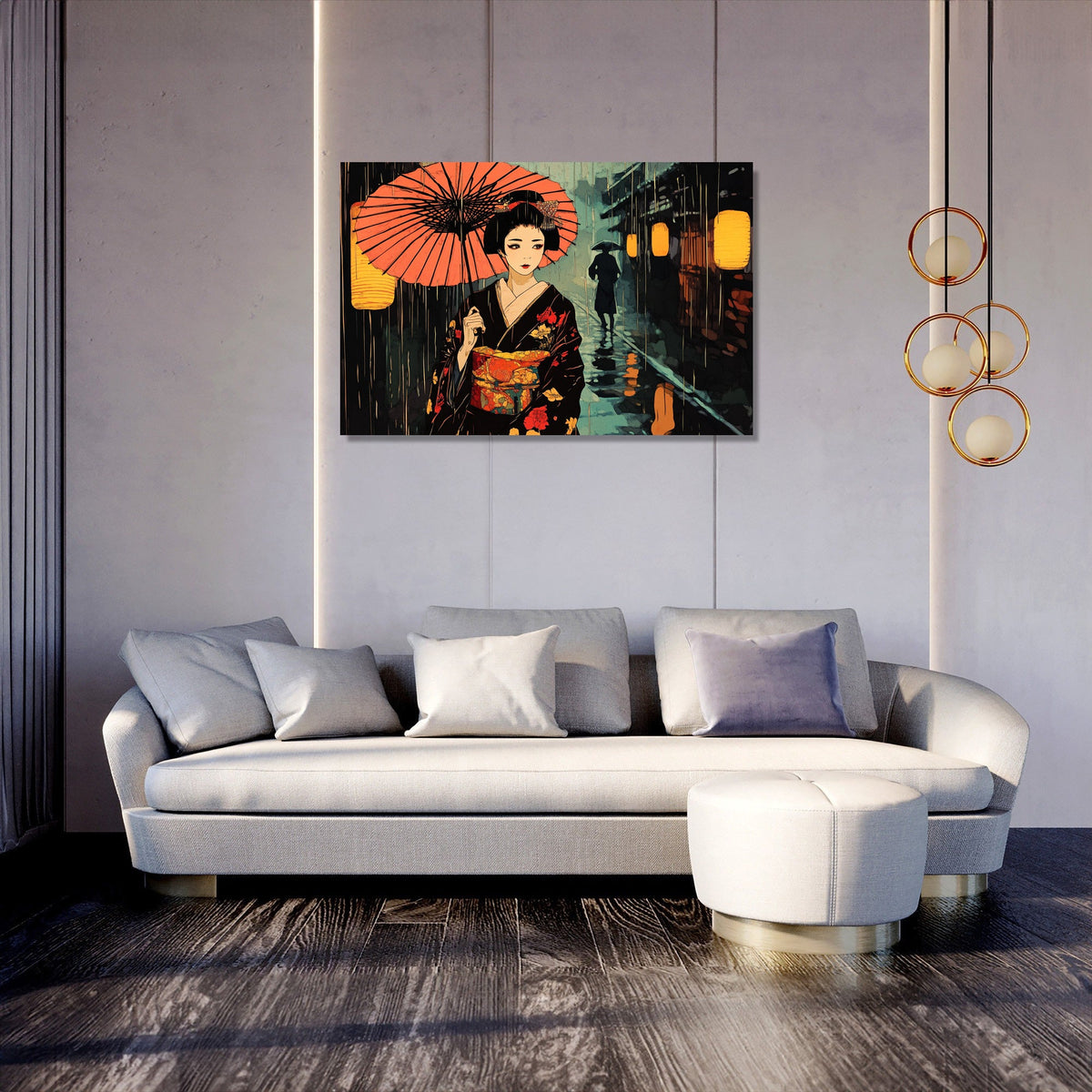 Geisha in the Rain Canvas