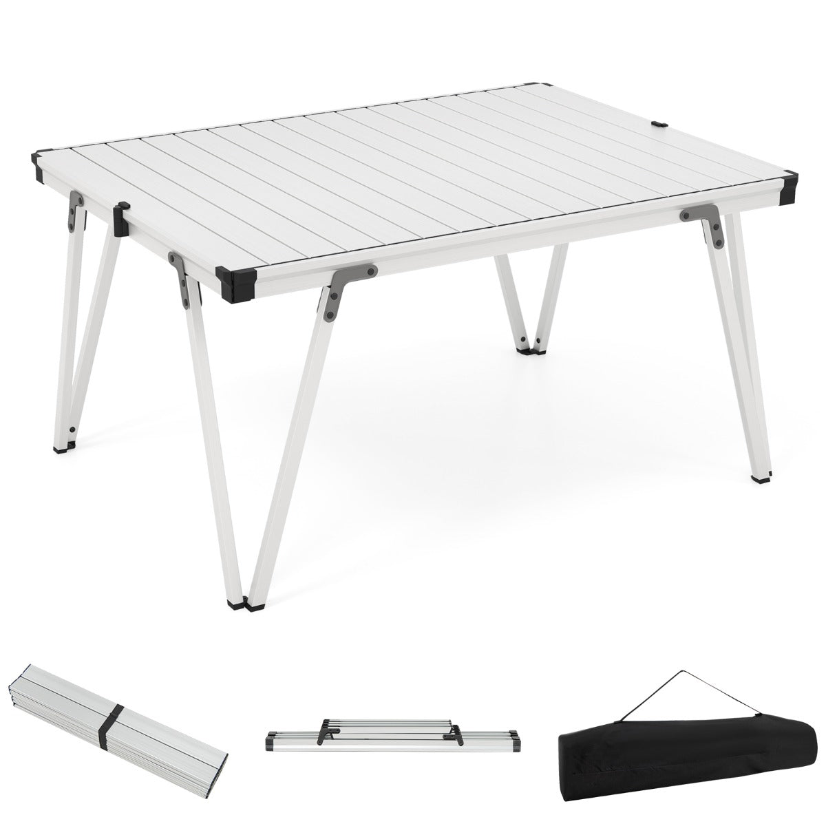 Folding Camping Table with Storage Bag and Waterproof Desktop-Brown