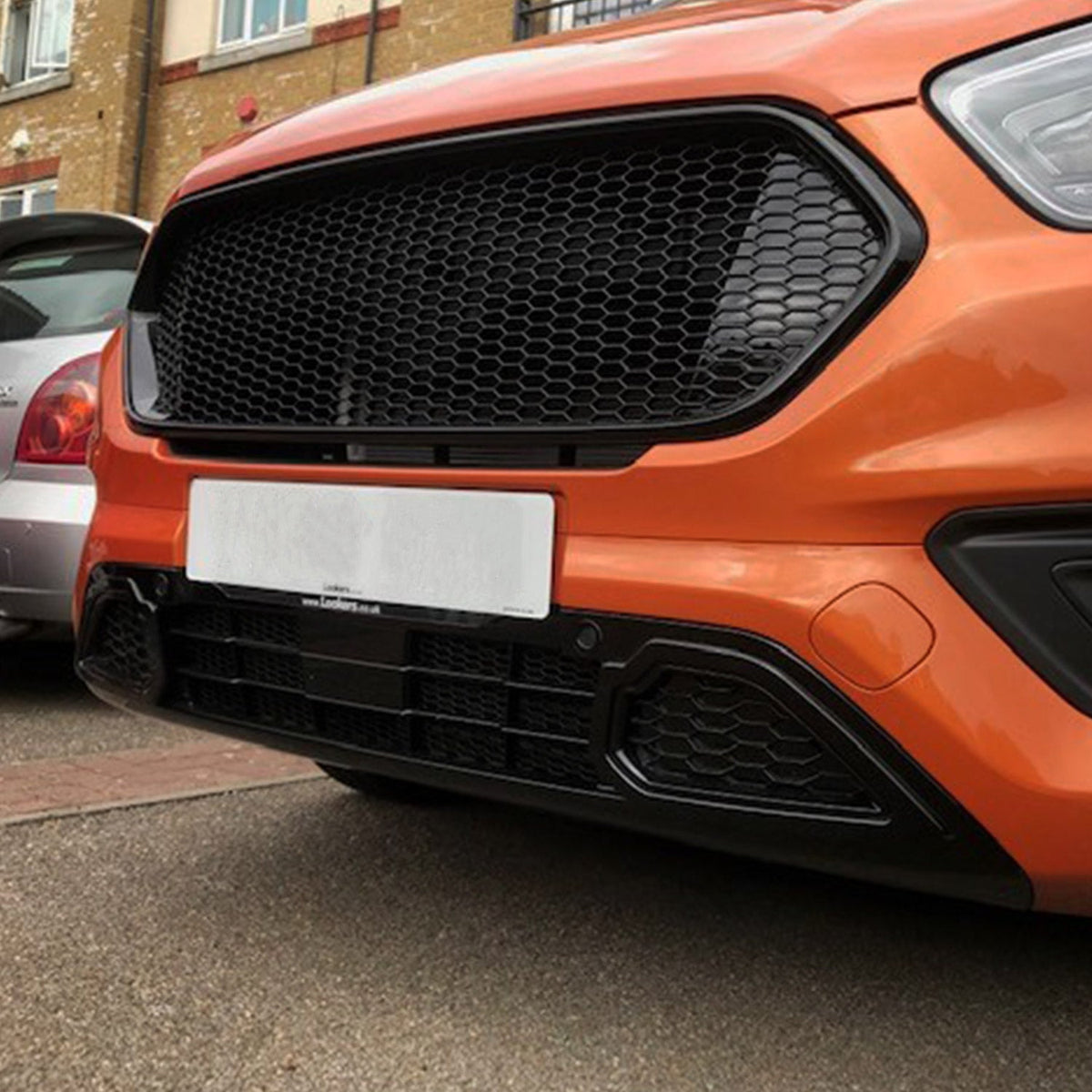 For Ford Transit Custom Badgeless Honeycomb Front Grille | Gloss Black Styling Upgrade | Van-X