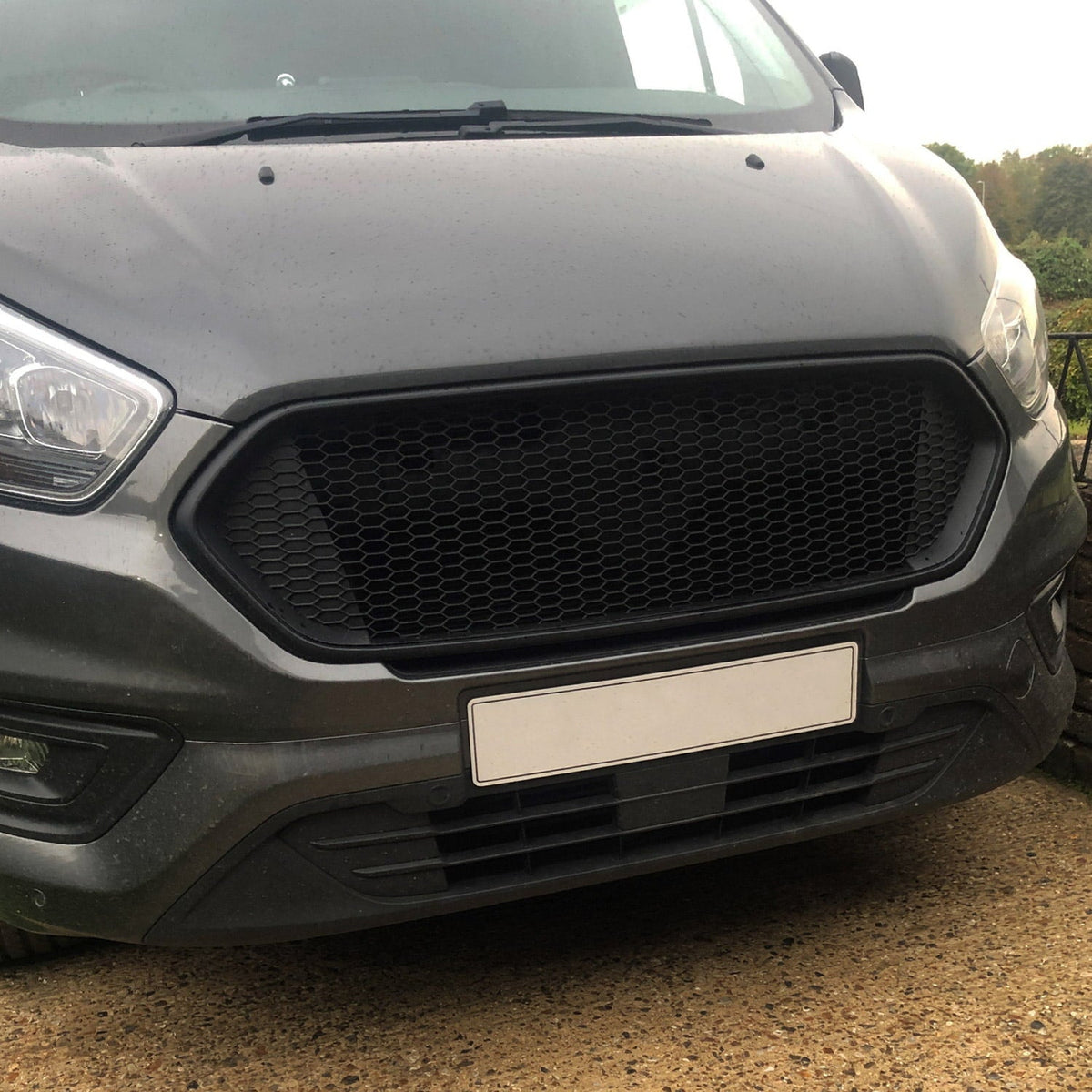 For Ford Transit Custom Badgeless Honeycomb Front Grille | Matte Black Styling Upgrade | Van-X