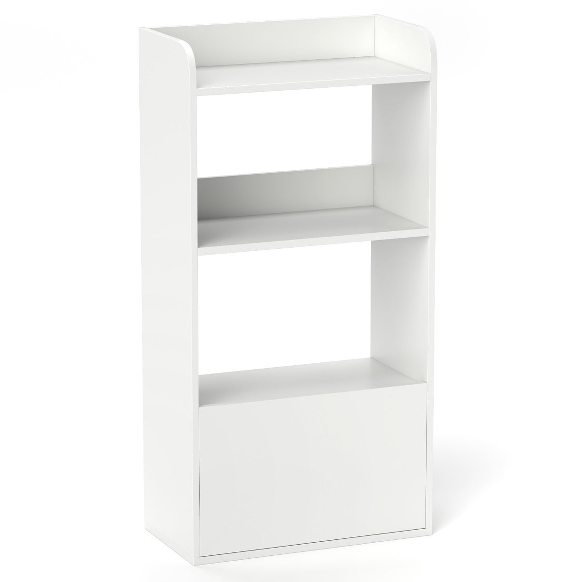 Freestanding Bookshelf with 3-Tier Open Shelf and Drawer-White