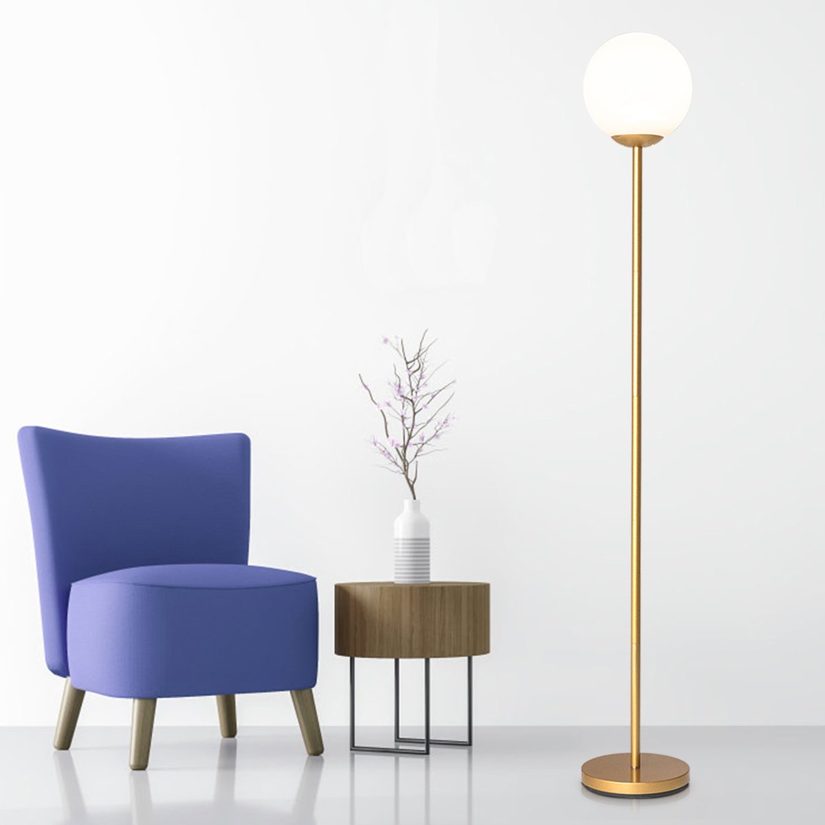 Globe Lamp Cover Floor Lamp with Acrylic Lampshade-Golden