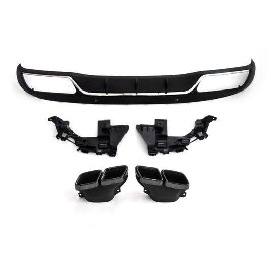 Z Style Gloss Black Rear Diffuser & Exhaust Tips for Mercedes Benz W205 C Class & C63 Saloon & Estate 15-21