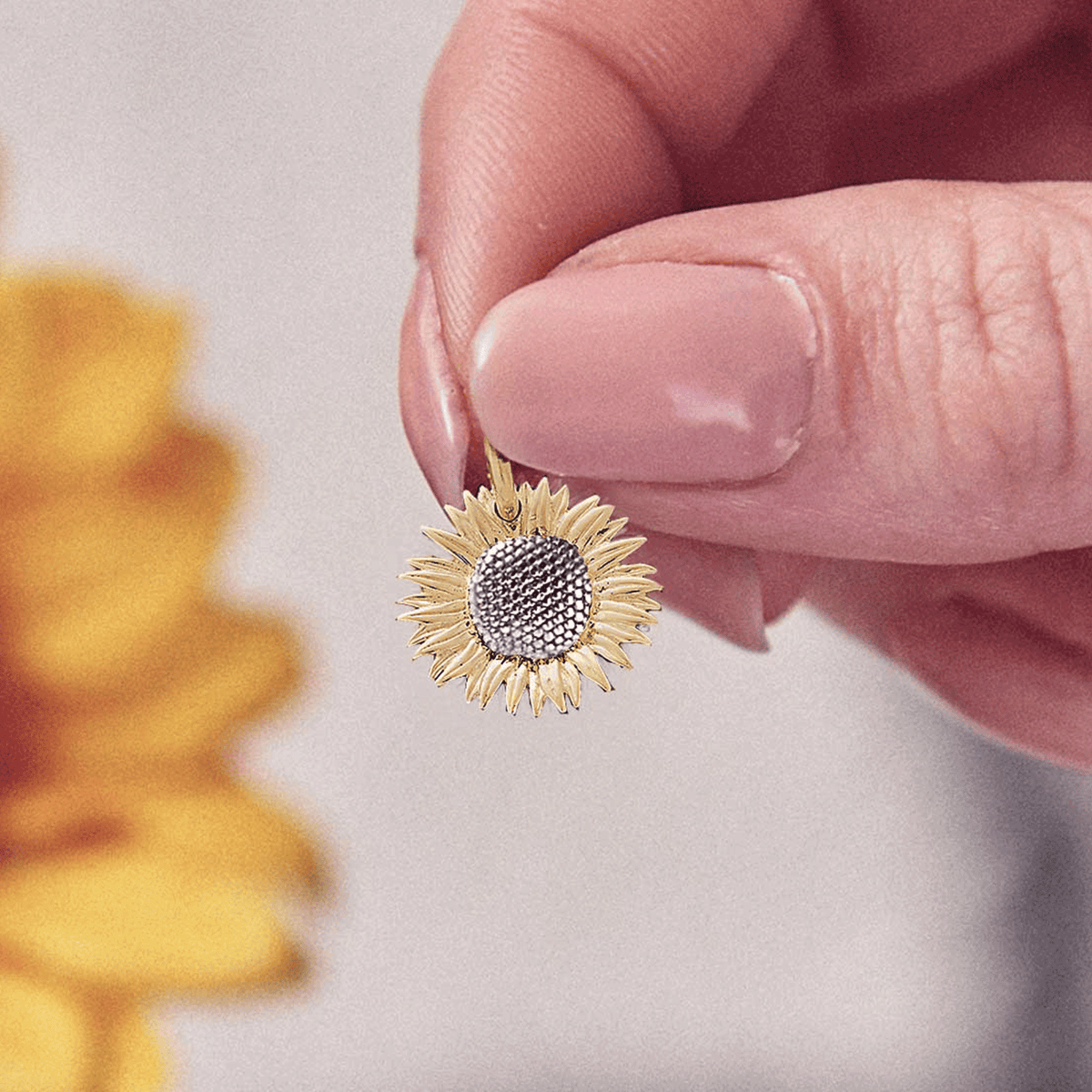 Gold Vermeil Sunflower Silver Charm