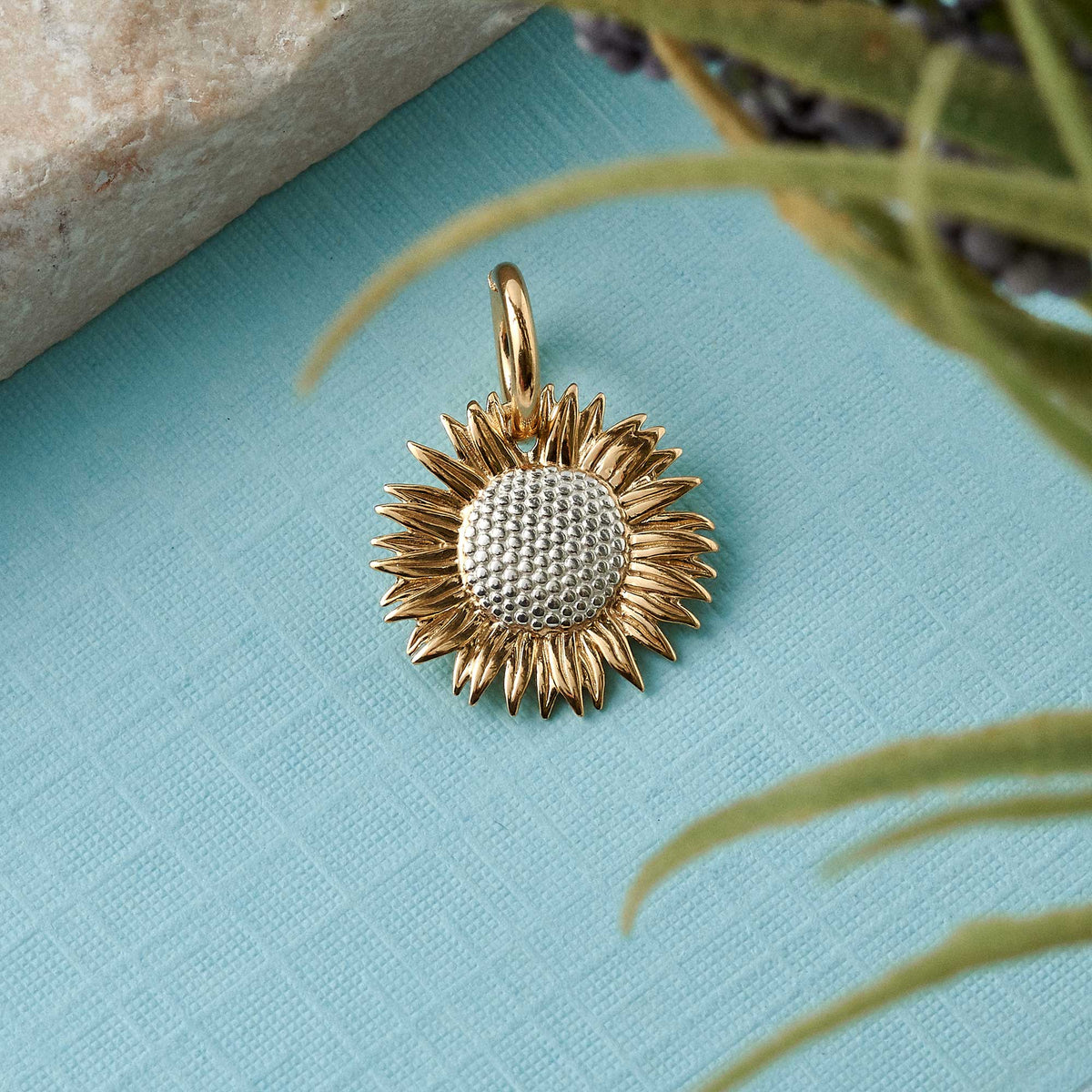 Gold Vermeil Sunflower Silver Charm