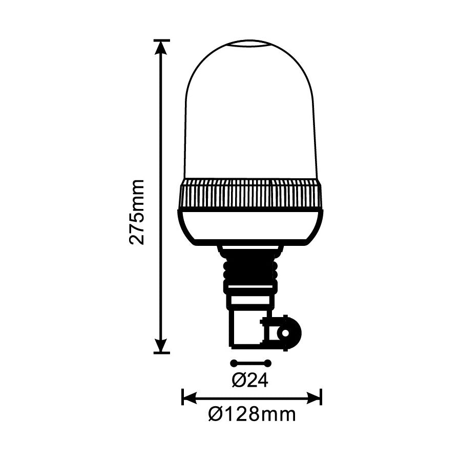 AGRI Halogen Rotating Warning Beacon – ECE R65, Flexi DIN Mount, 12/24V