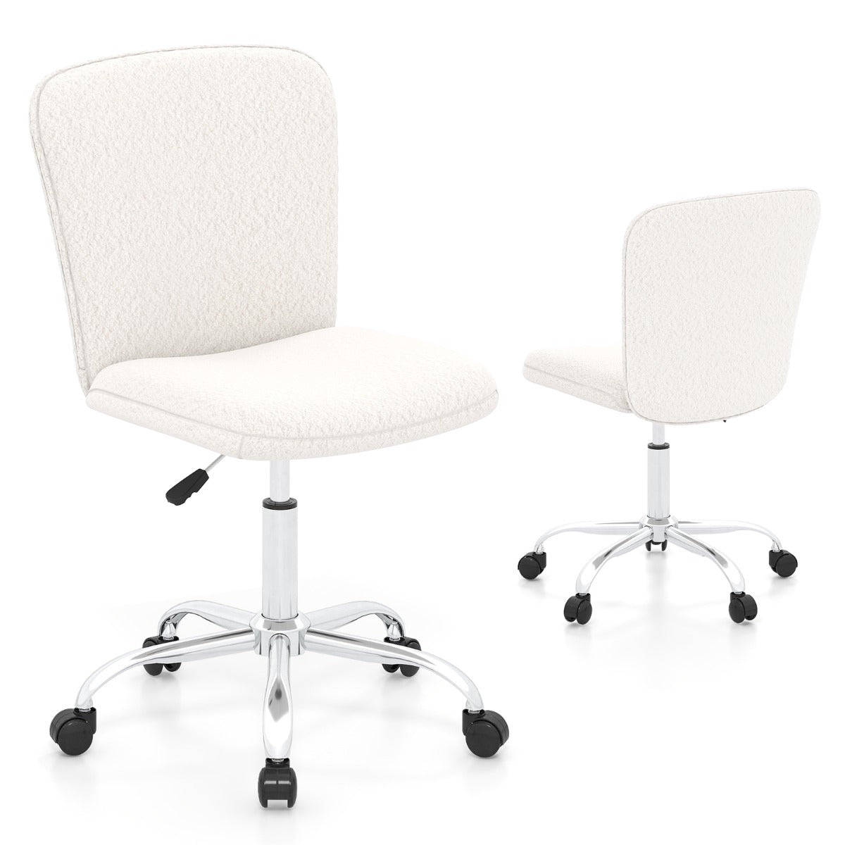 Height-adjustable Ergonomic Chair wIth Wheels  for Adults and Teenangers-White