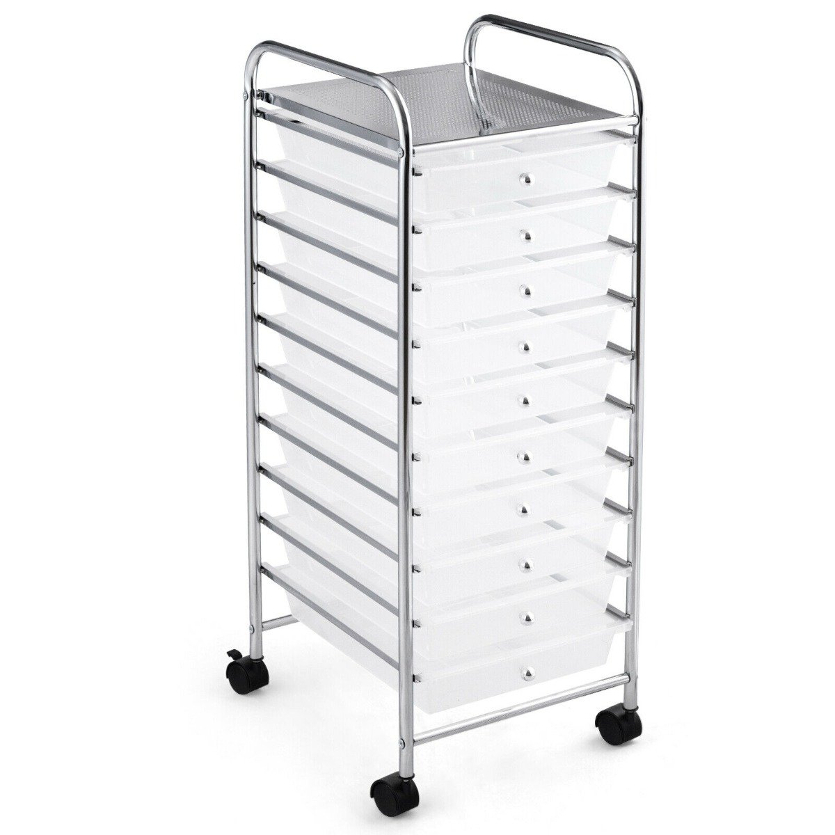10 Drawers Mobile Storage Trolley with 4 Wheels for Beauty-Black