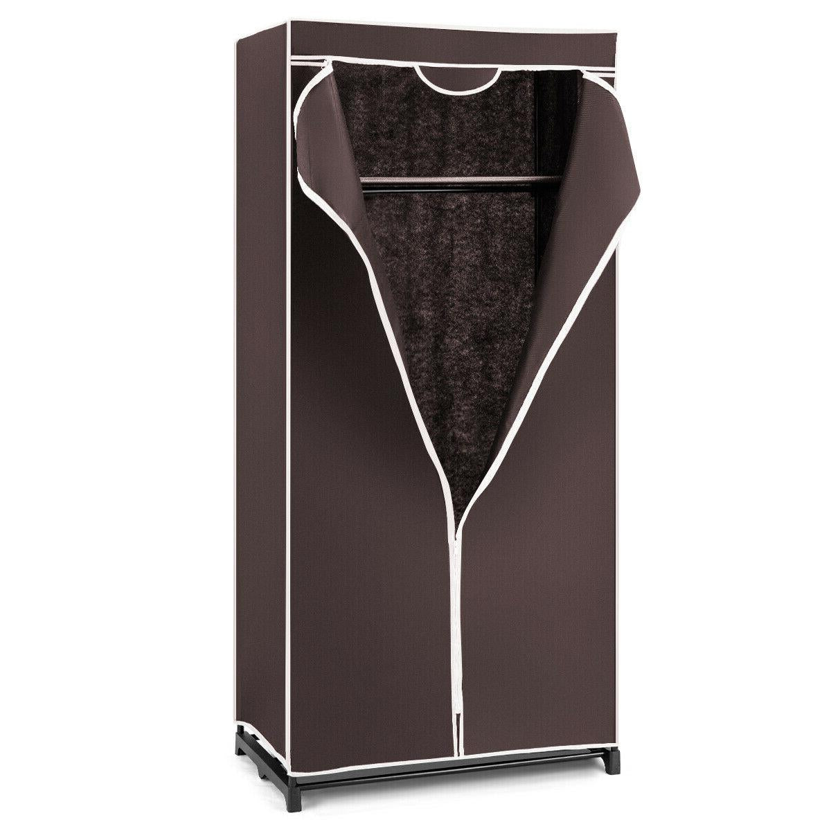 Single Canvas Wardrobe with Dust-proof Cover-Black