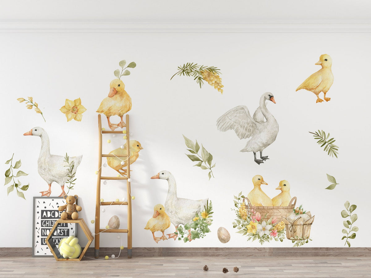 Goose Wall Decals | Watercolour Geese Wall Stickers | Farm Animals Decals | Kids Room Decor