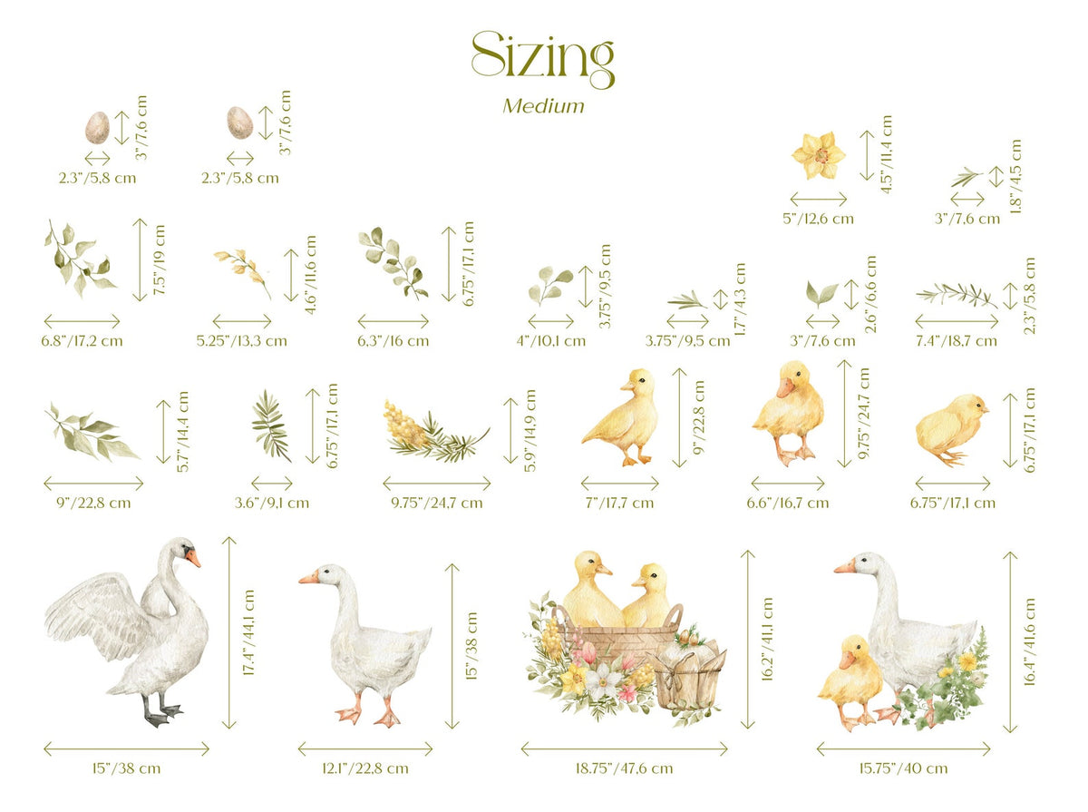 Goose Wall Decals | Watercolour Geese Wall Stickers | Farm Animals Decals | Kids Room Decor