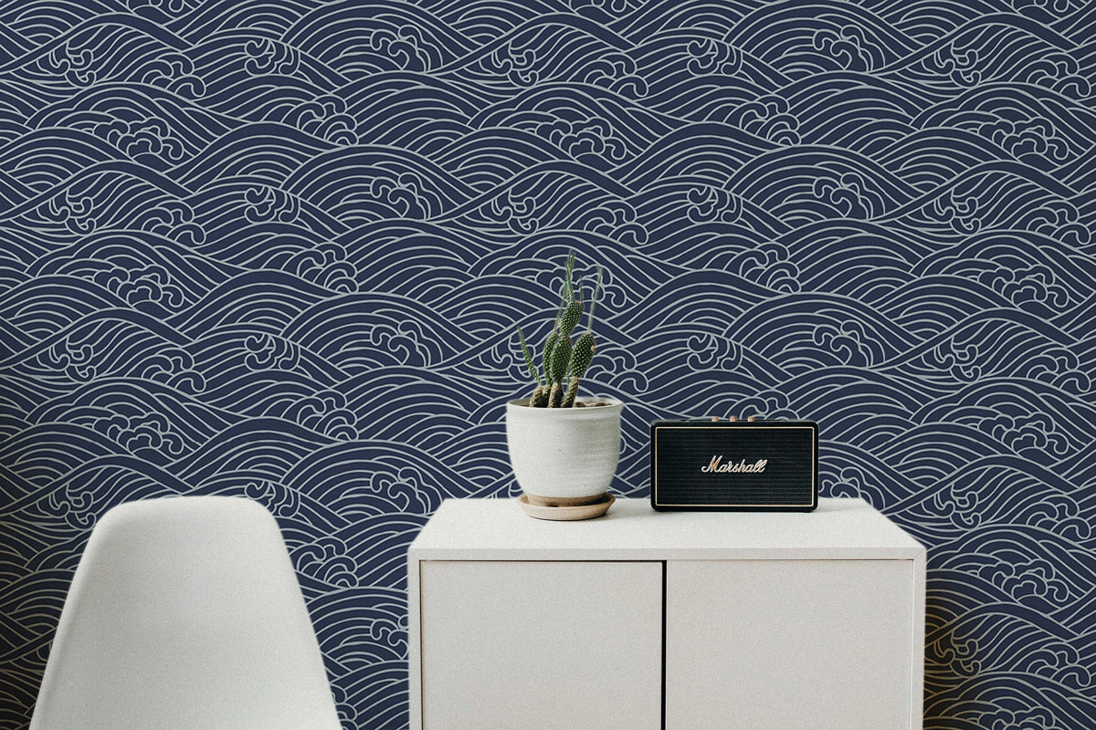 Dark Waves temporary self adhesive wallpaper Peel an... | Wonderwallsboutique