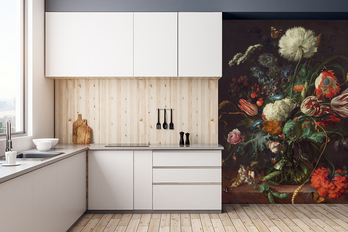 Vase of Flowers by De Heem Wallpaper Peel and Stick | Wonderwallsboutique