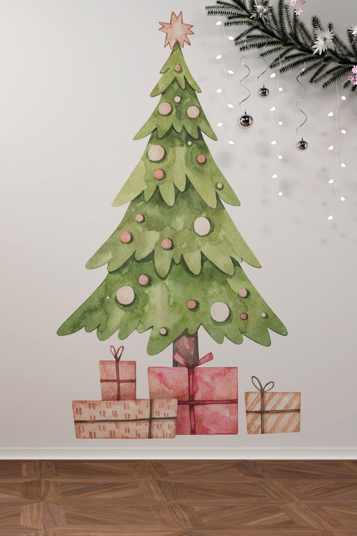 Christmas wall decal, Christmas Decoration, Christmas tree wall stickers, Eco nursery decal, Wooden toys