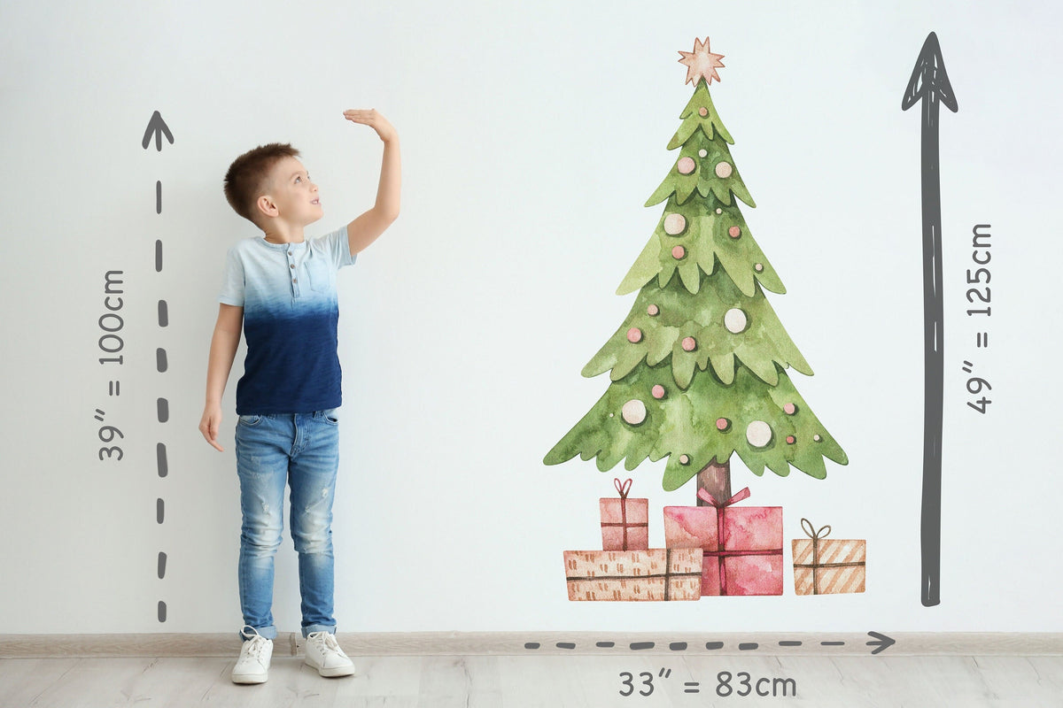 Christmas wall decal, Christmas Decoration, Christmas tree wall stickers, Eco nursery decal, Wooden toys