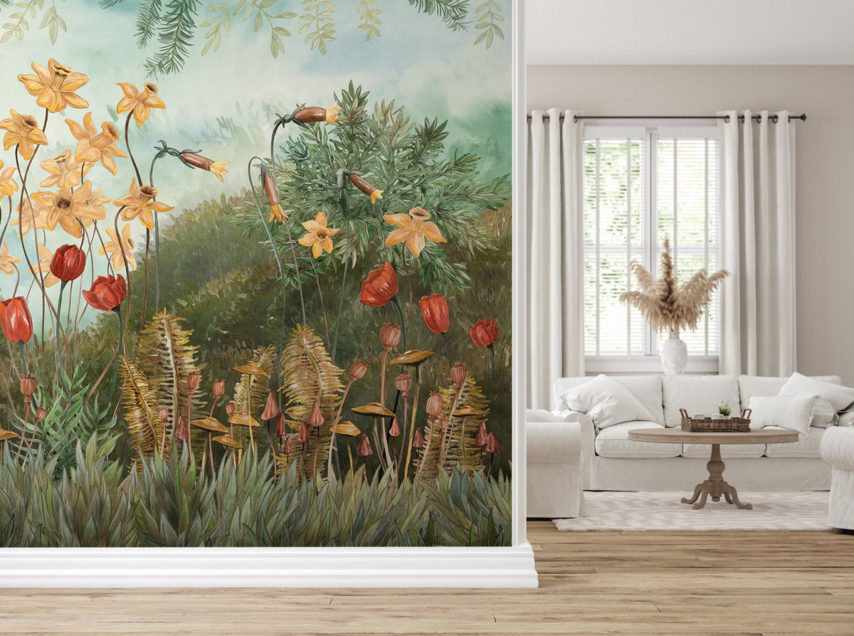 Garden Plants And Flowers Wallpaper Peel and Stick | Wonderwallsboutique