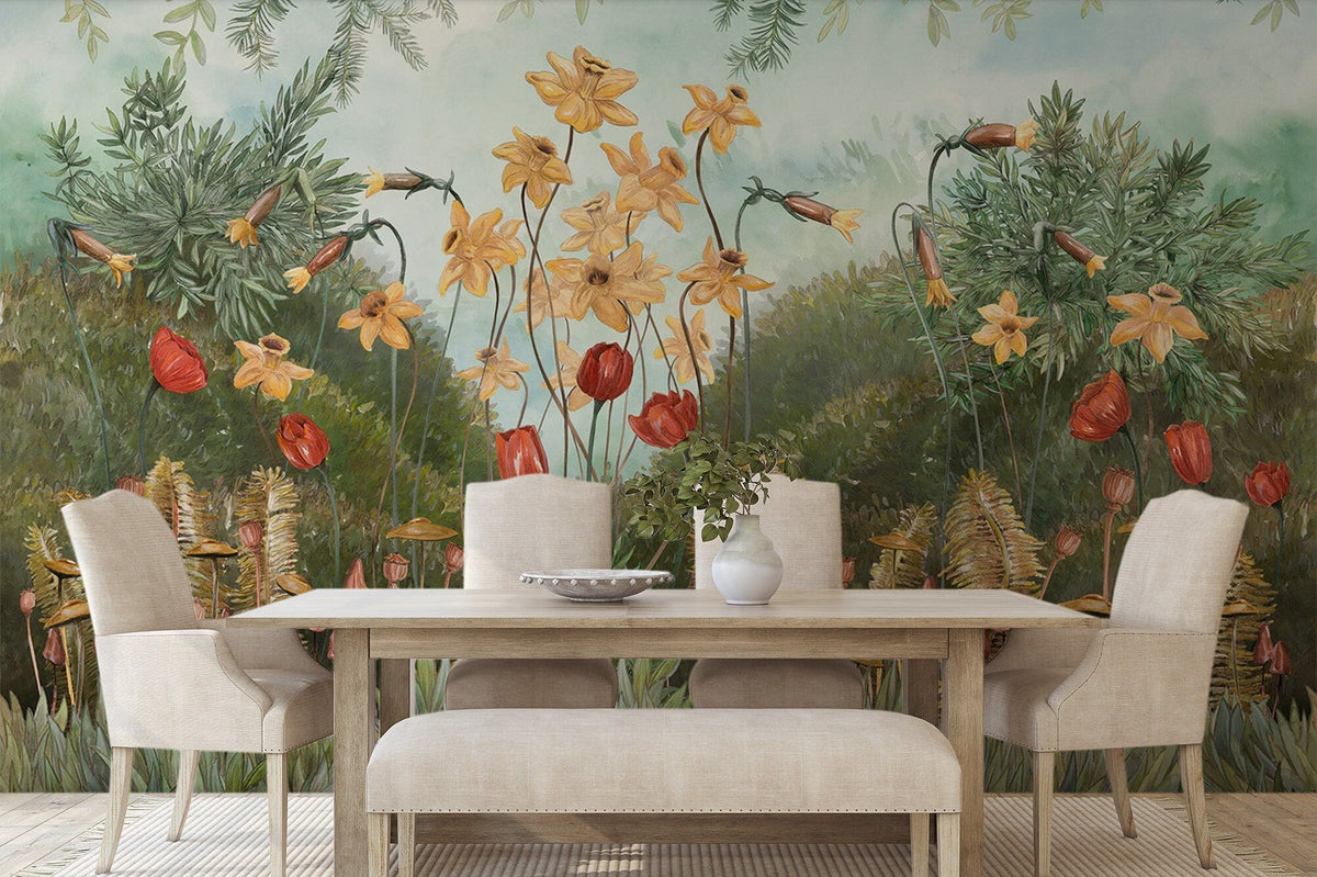 Garden Plants And Flowers Wallpaper Peel and Stick | Wonderwallsboutique