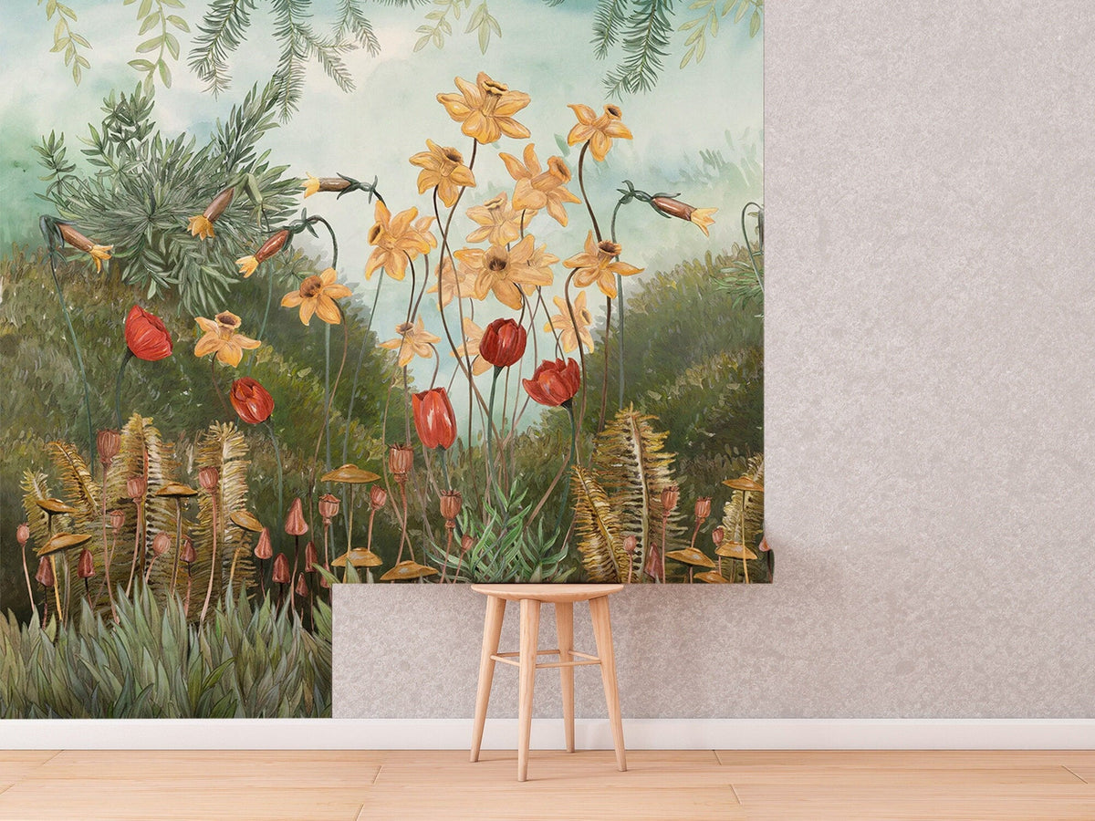 Garden Plants And Flowers Wallpaper Peel and Stick | Wonderwallsboutique