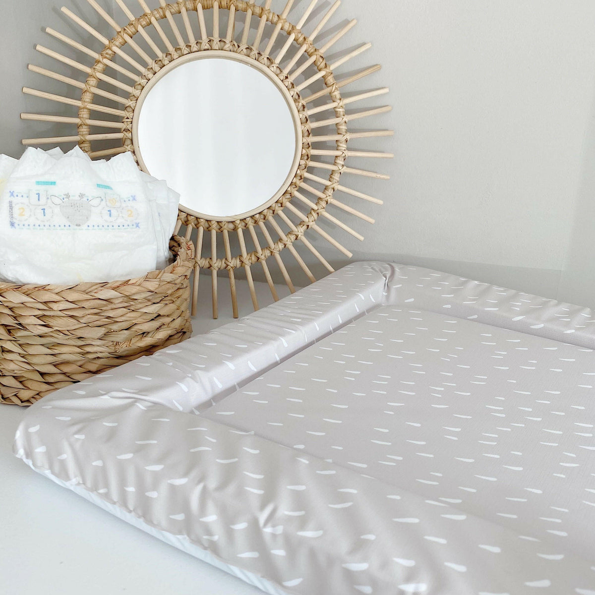Standard Changing Mat - Greige Dash Neutral Print