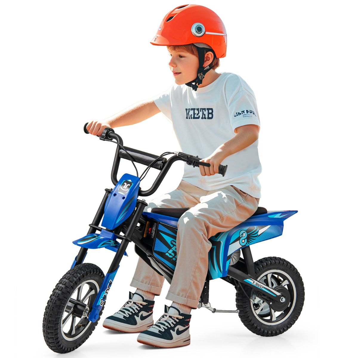 Kids Electric Motorcycle with  Double Battery and Pneumatic Tires-Navy