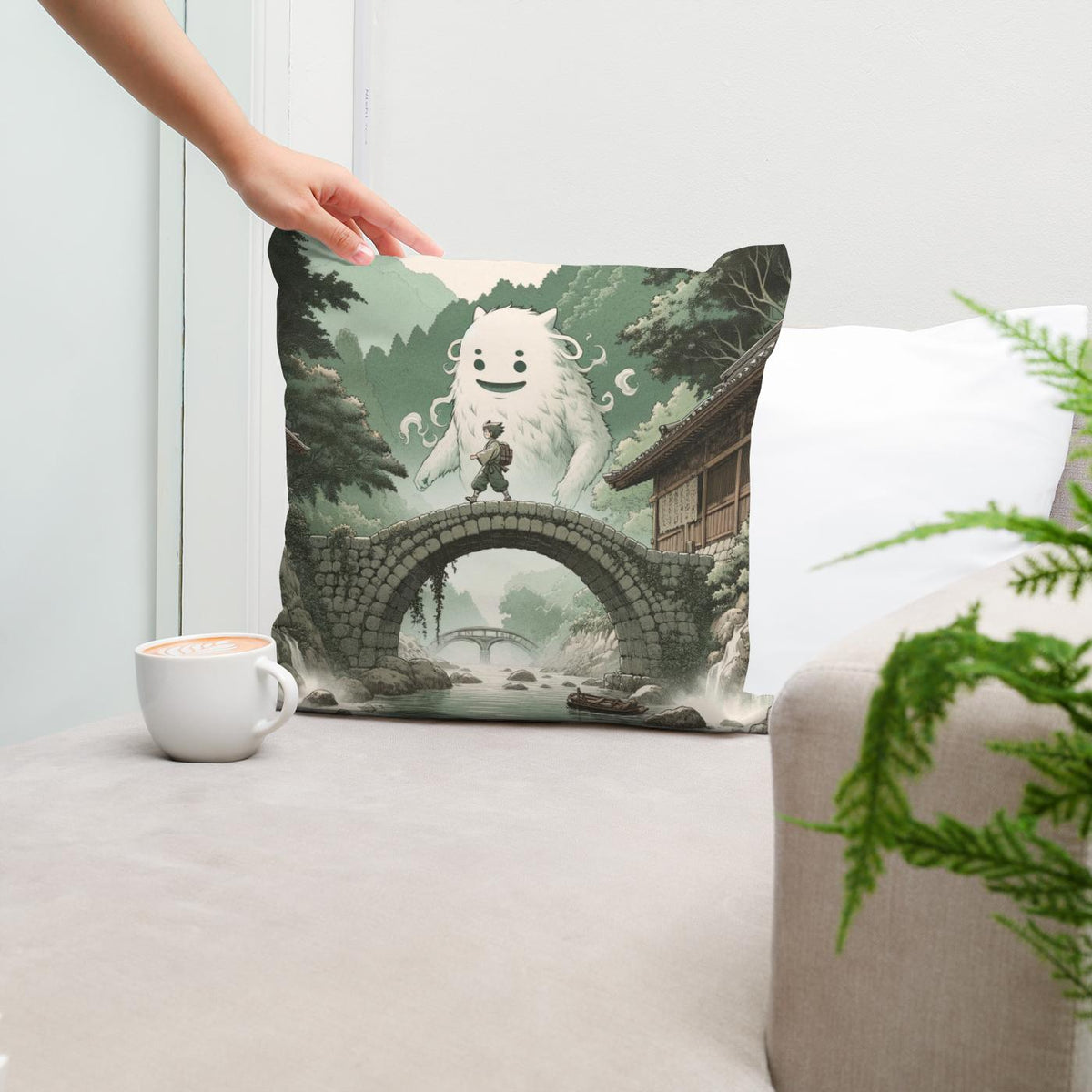 Guardian Yokai Bridge Cotton Cushion