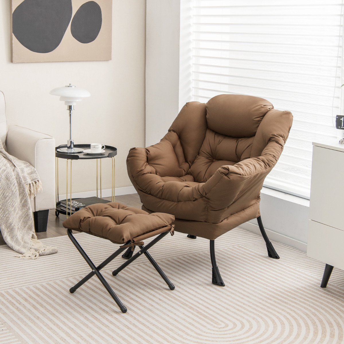 Lazy Chair with Ottoman-Beige