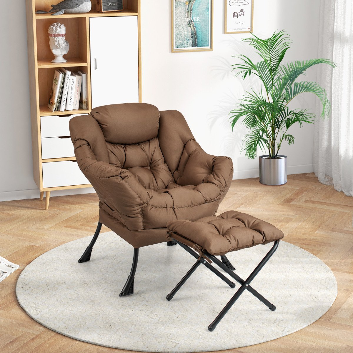 Lazy Chair with Ottoman-Beige
