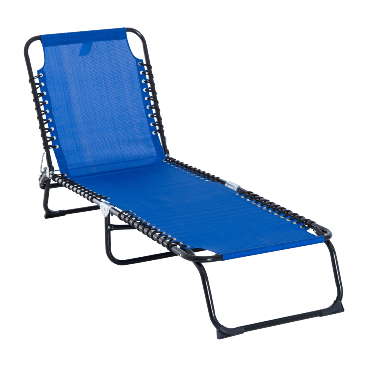Outsunny Folding Sun Lounger, 3 Positions-Blue
