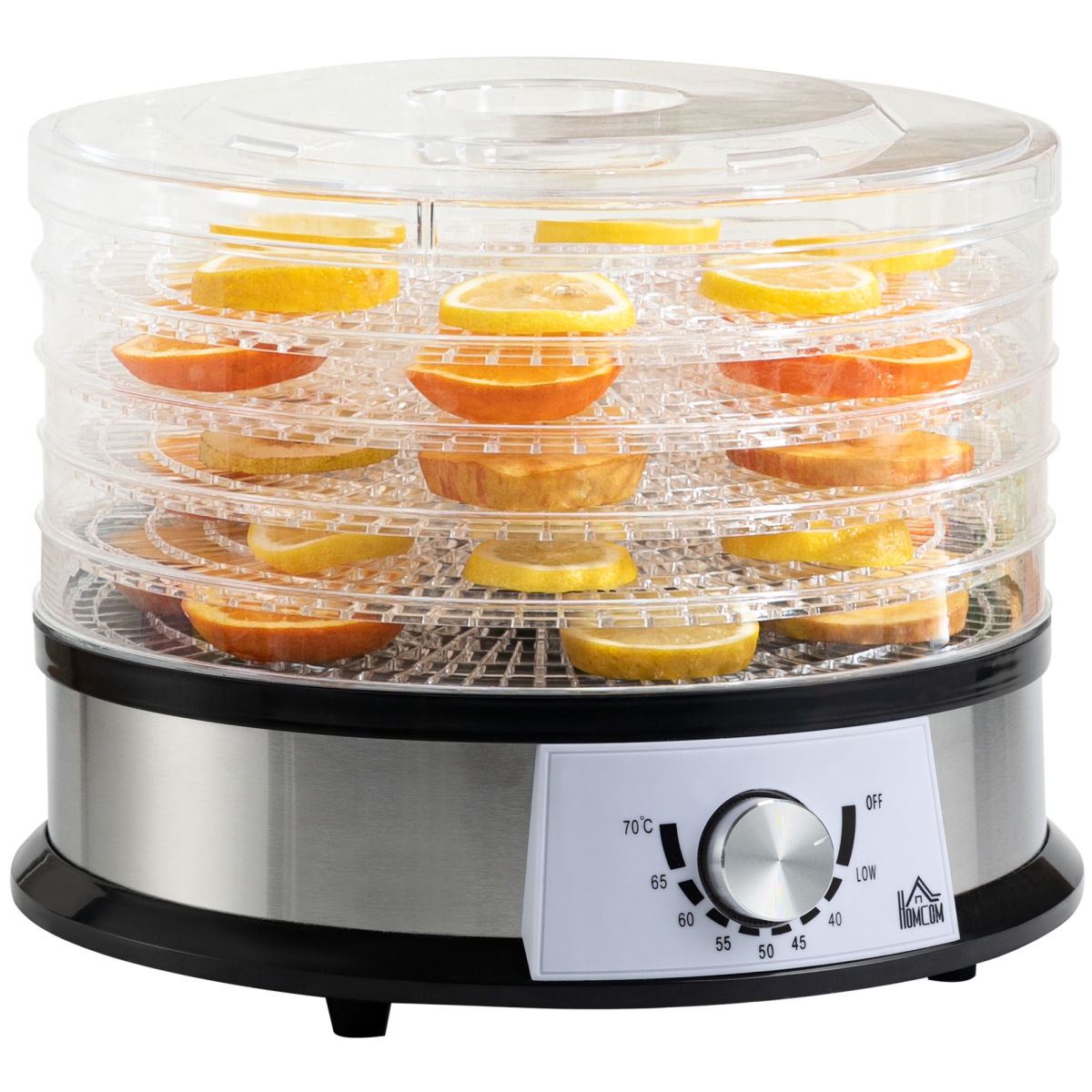 5 Tier Food Dehydrator 250W Stainless Steel Food Dryer Machine Silver