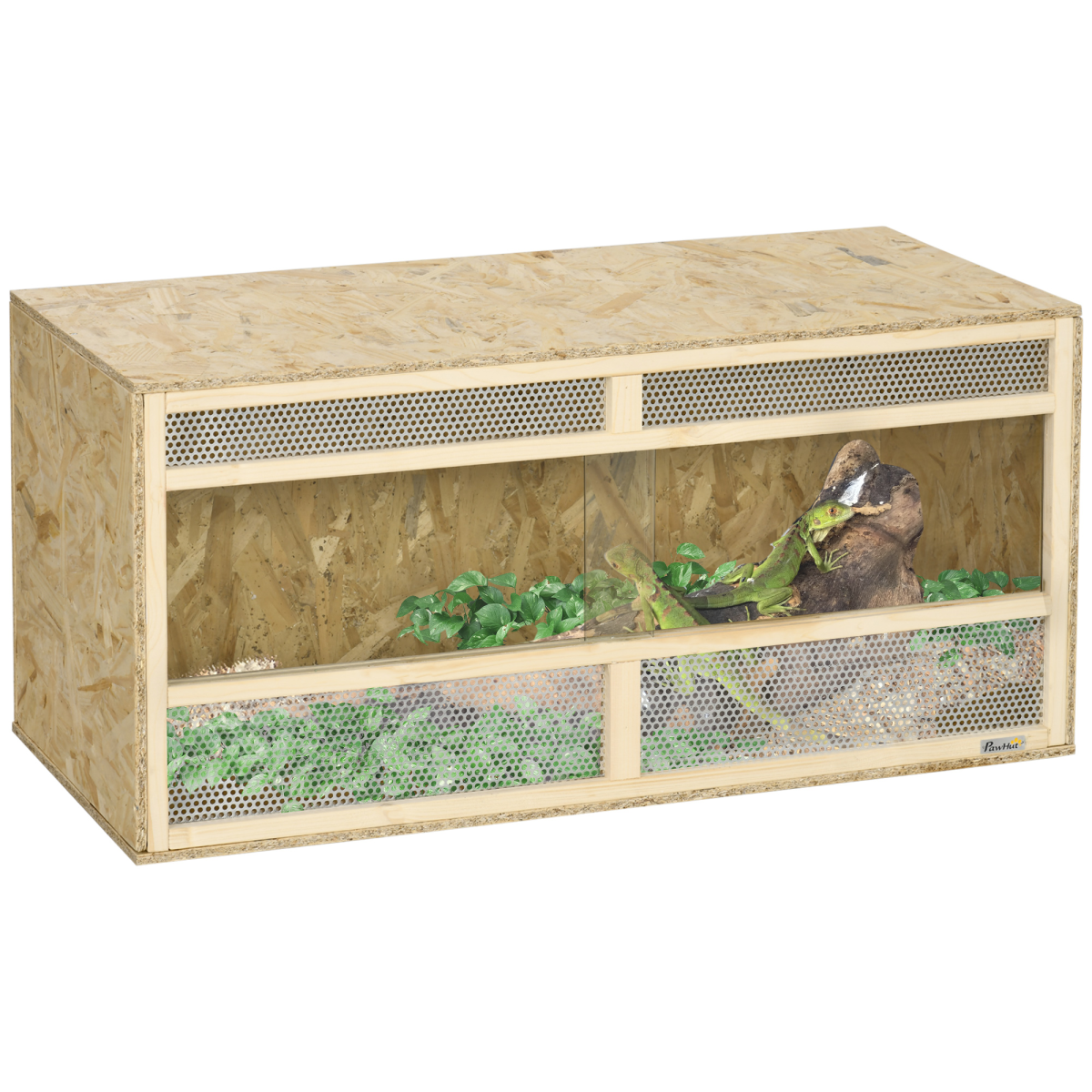 PawHut Reptile Terrarium, Climbing Pet Container w/ Transparent Sliding Doors