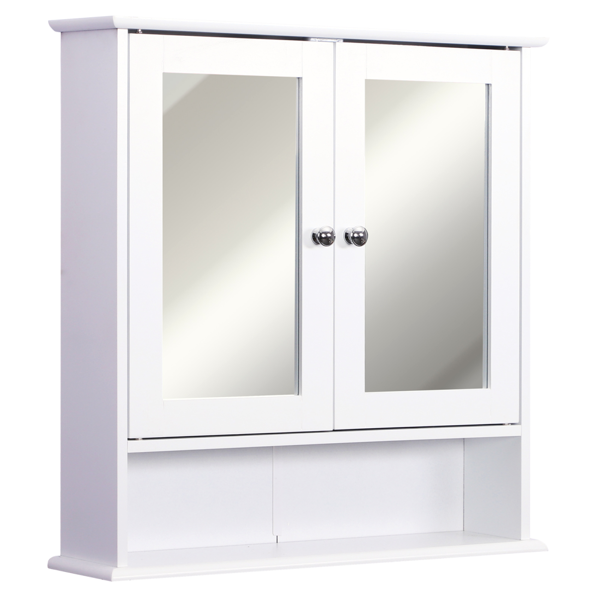 kleankin Wall-mounted Cabinet Mirror Door Bathroom Organiser Living Room White