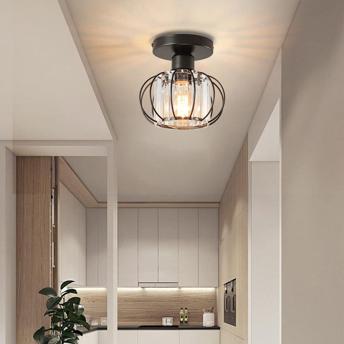 Small Crystal Ceiling Light E27 Pendant Chandelier 15cm Vintage Retro