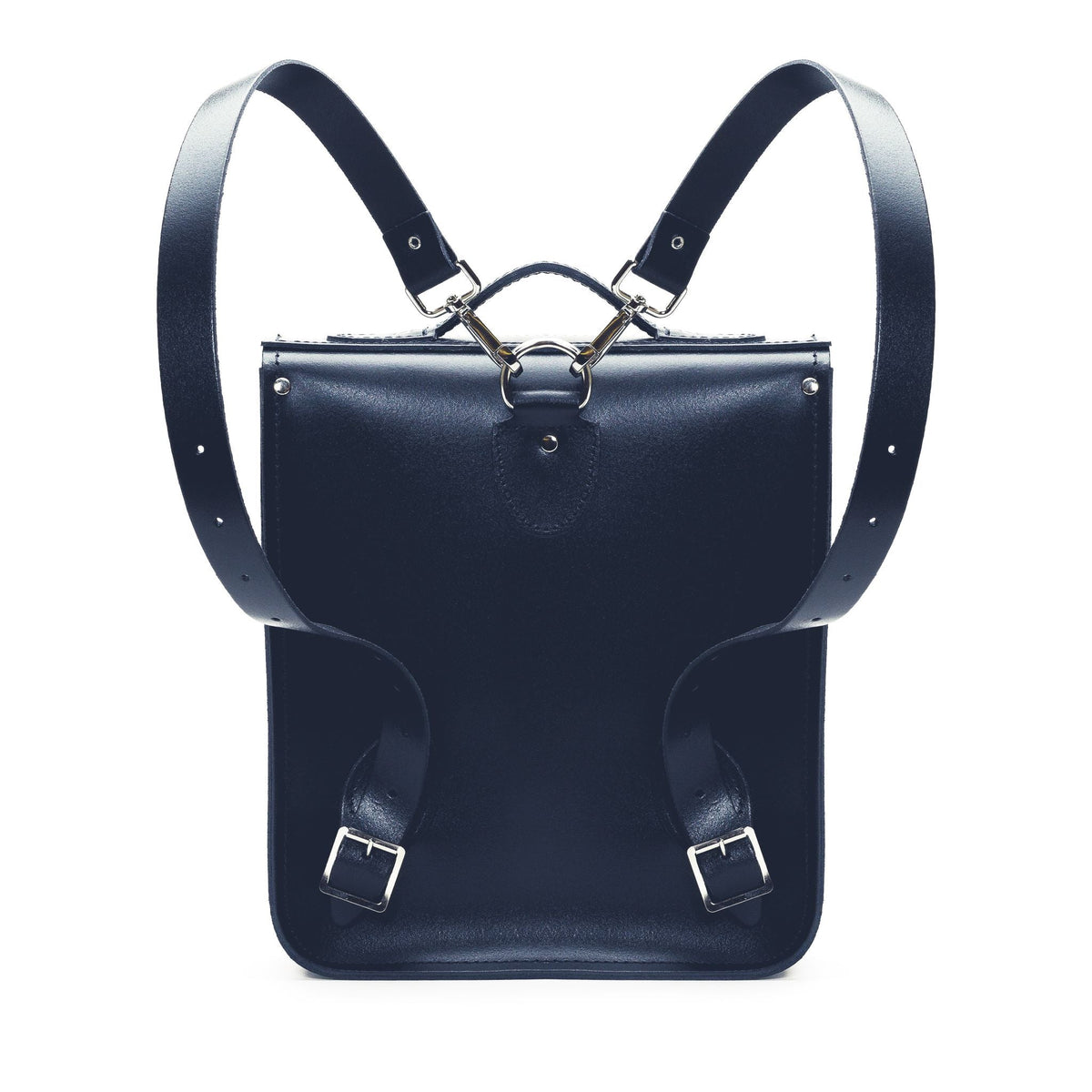 Handmade Leather City Backpack - Navy Blue