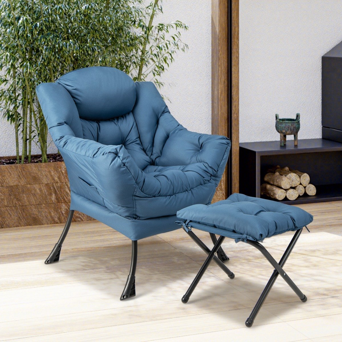 Lazy Chair with Ottoman-Beige